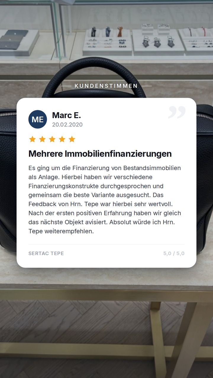 Bewertung von Marc E. · 5 von 5 Sternen · Mehrere Immobilienfinanzierungen (Februar 2020)